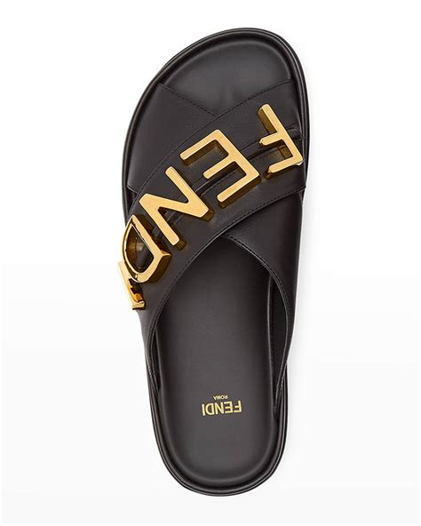 fendi logo slide sandal|fendi heels sandals.